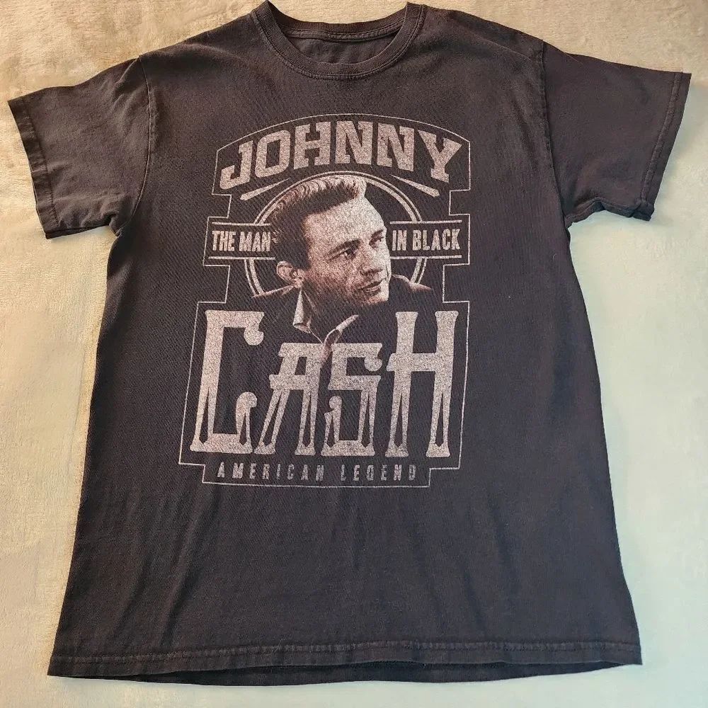 Johnny Cash Black Graphic Tee Size Various